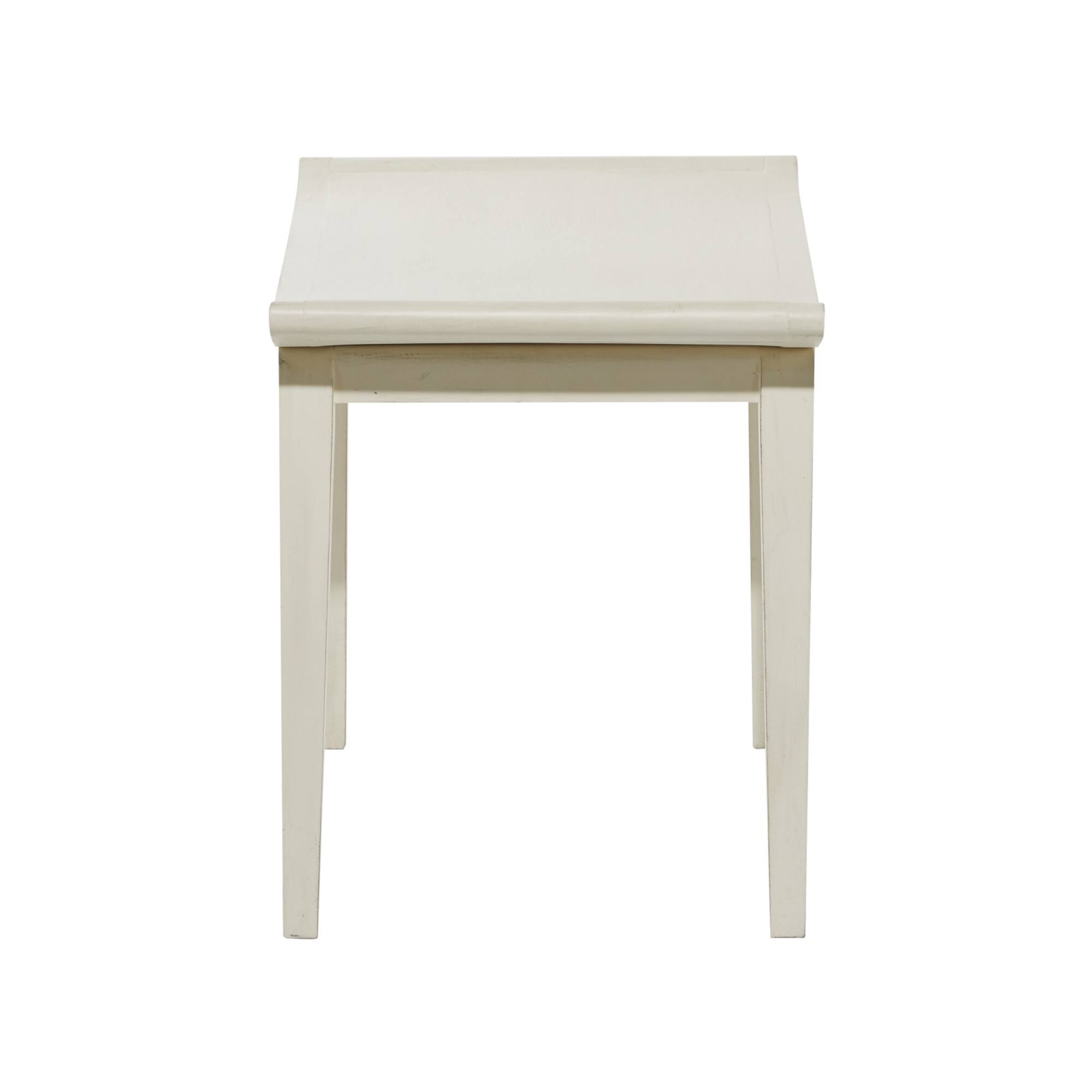 17" White Wood Traditional Stool